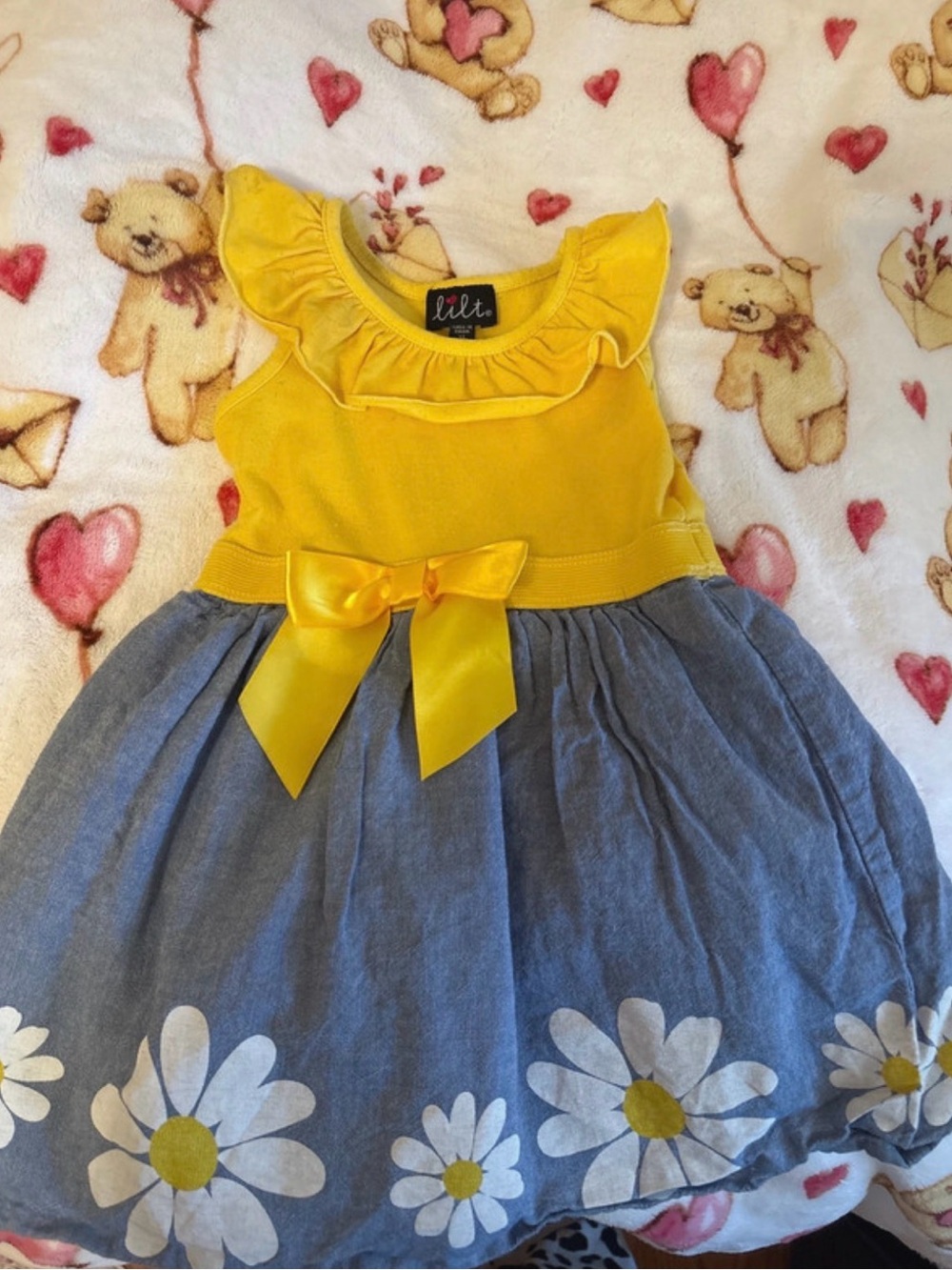 lilt Yellow and Blue Daisy Bow Sundress